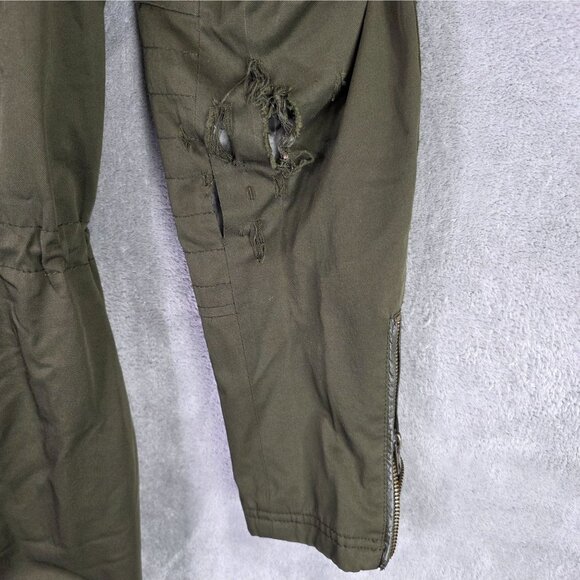 Womens Forever 21 Olive Green Hooded Parka Coat W/ Embroidered Patches Size S - Picture 5 of 8